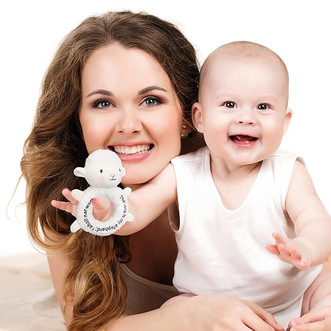 Karenhi Lamb Stuffed Animal Little Sheep Stuffed Animal Praying Baptism Soft Plush Snuggle God's Lamb with Embroidered Religious Gifts for Boys Girl Baby Showers Mom's Barnyard Nursery Decor Doll Toy