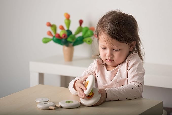 PlanToys Lacing Sheep Wooden Toddler Toys for Color Sequencing with Colored Beads and Matching Different Sized Rings - Lace Together to Build the Sheep