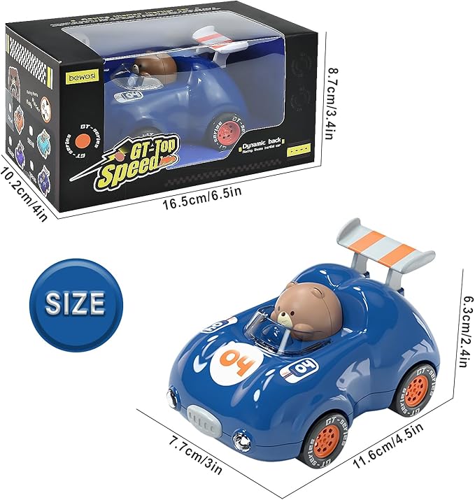 1-3 Years Old Kids Activated Light-up Car for Toddler -3-6 Years Old Inertia Drive Pull Back Car - Boys Girls Baby Birthday Xmas Party Toys Car (Dark Blue)