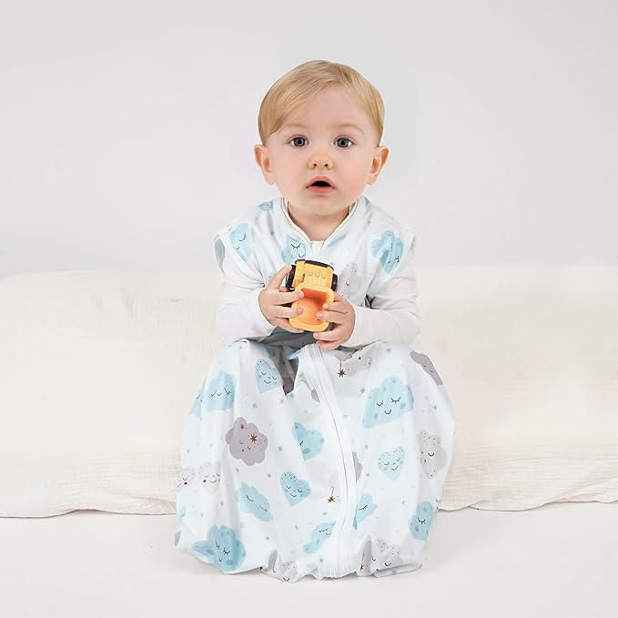 Newborn Sleep Sack Baby Swaddle,TOG 0.5 Baby Wearable Blanket,Baby Sleeping Bag (Leaf&Clouds, 3-6 Months)