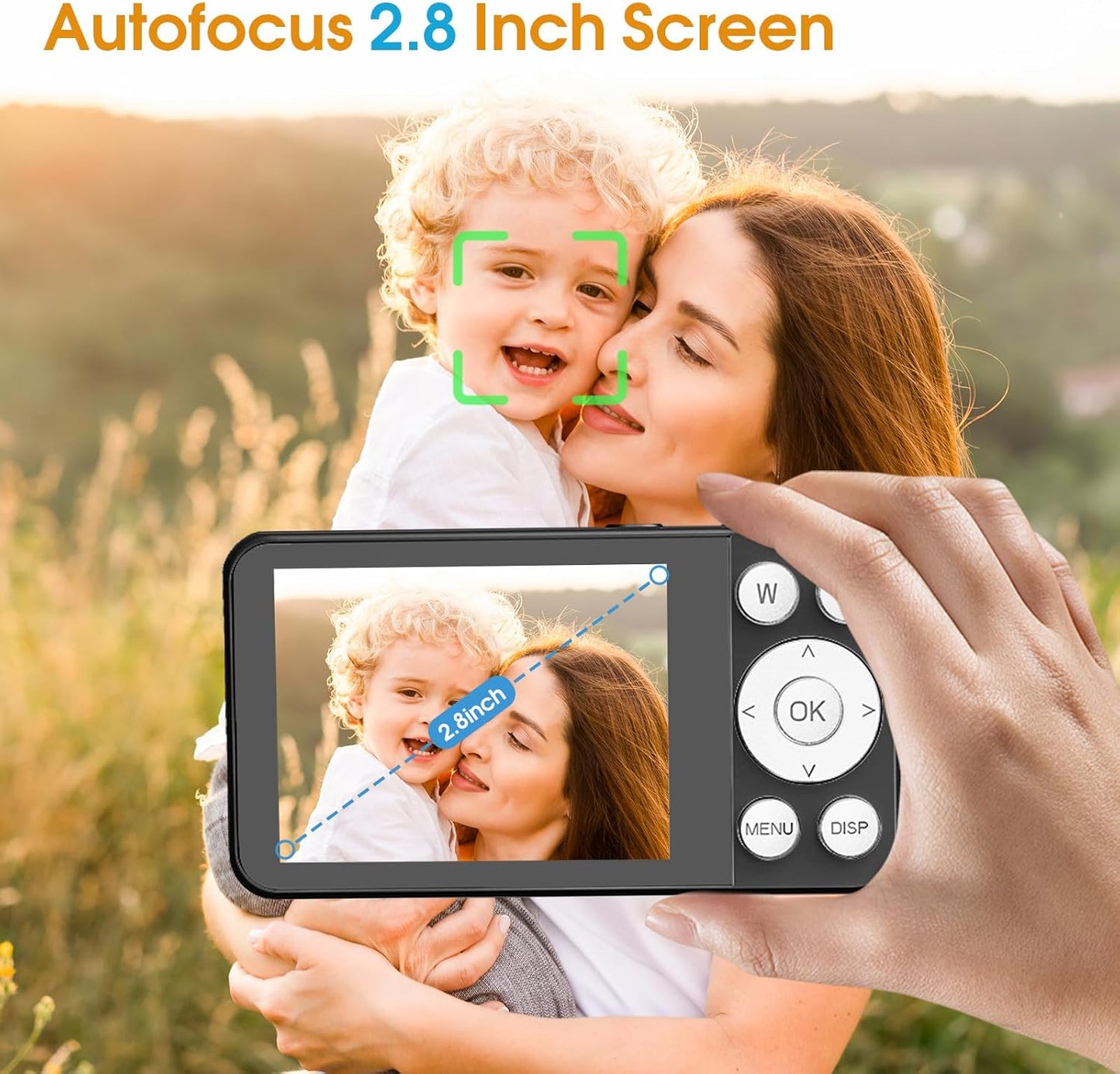 4K Digital Camera for Teens, FHD 64MP Digital Camera for Kids with 64GB SD Card, 18X Digital Zoom Cameras for Photography, Point and Shoot Video Camera for Kids, Black