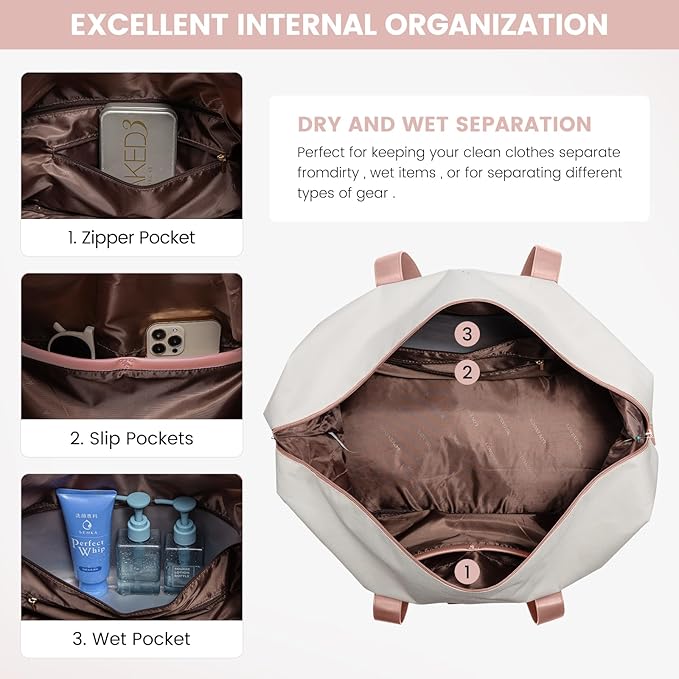 LOVEVOOK Weekender Bag, Large Travel Duffel Bag for Women with 2 Packing Cubes, Carry on Overnight Bag with Shoe Compartment, Mom Hospital Bags for Labor and Delivery