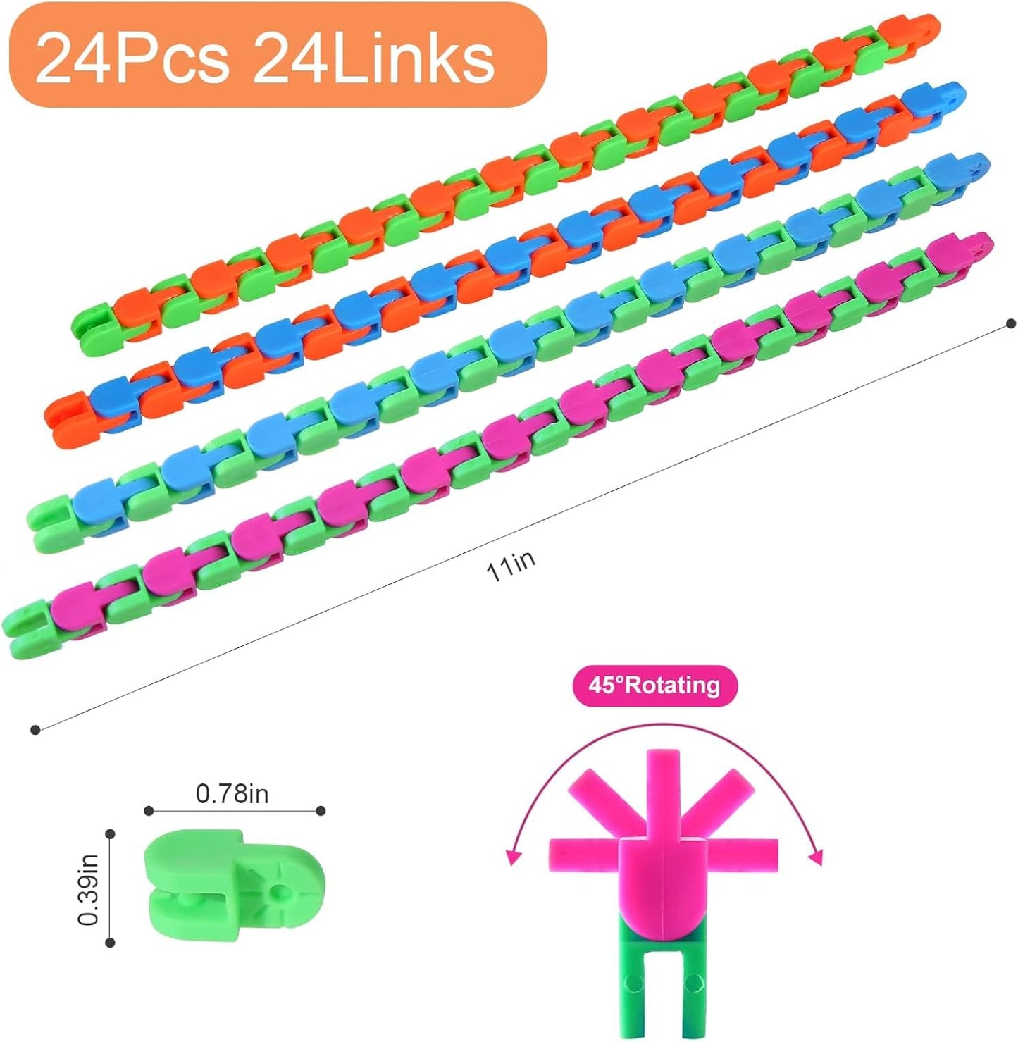 Woosir 24 Pack Wacky Tracks Fidget Toys Sensory Toys Gifts for Kids Classroom Back to School Gifts for Students Birthday Party Favors Goodie Bags Fillers Snake Click Toys Autism Stress Relief Adults