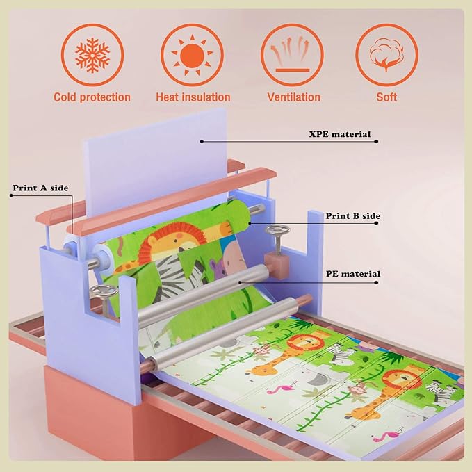 UANLAUO Foldable Baby Play Mat, Extra Large Waterproof Activity Playmats for Babies,Toddlers, Infants, Play & Tummy Time, Foam Baby Mat for Floor with Travel Bag