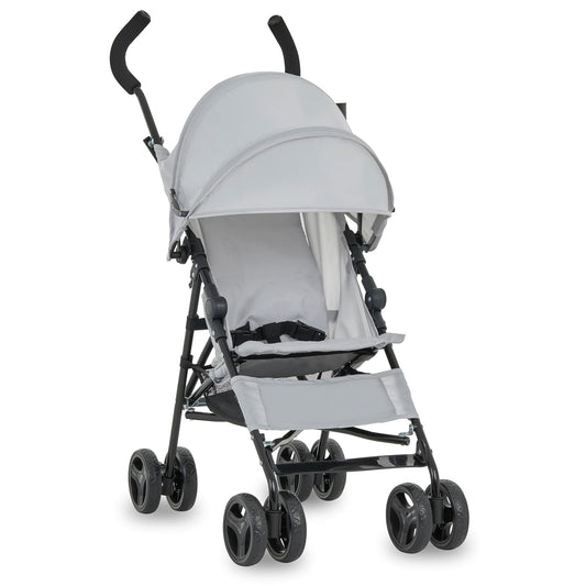 Dream On Me Rover Convenience Baby Stroller in Gray, Lightweight & Compact Umbrella Stroller, Easy one-Hand fold Travel Stroller, Lockable Rear Wheels, Removable & Adjustable Canopy