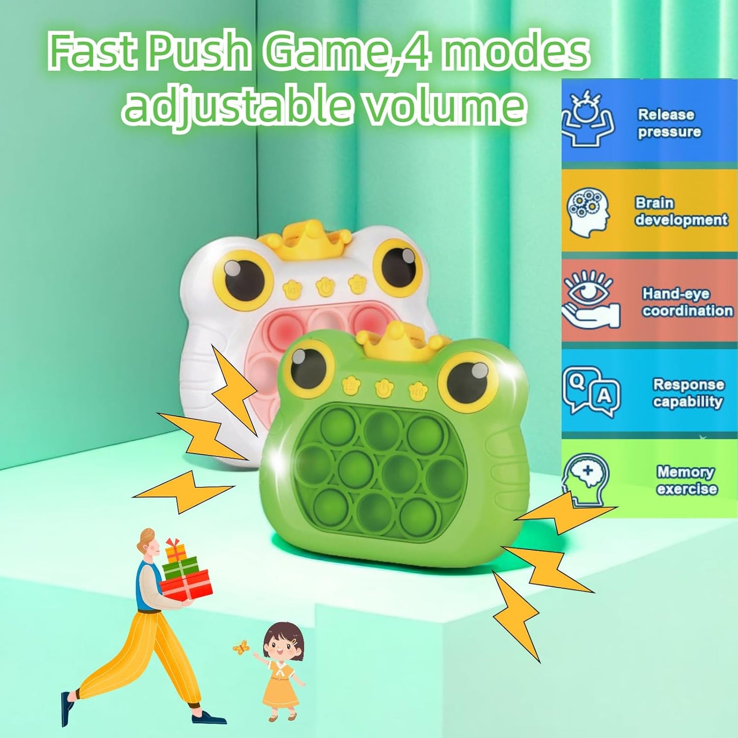 Fast Push Game,Push Game Fidget Toys,Handheld Game Console for Kids,4 Modes Games,That Exercises Reaction Ability and Improves Concentration | Gift Ideas for Kids