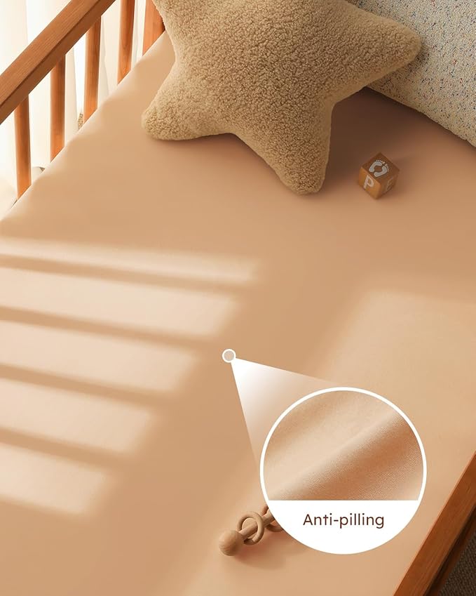 Pack and Play Sheets Fitted 3 Pack, Mini Crib Sheets for Pack N Play Mattress Stretchy Portable Playard Sheets, Soft Breathable Orange Flowers & Plaid