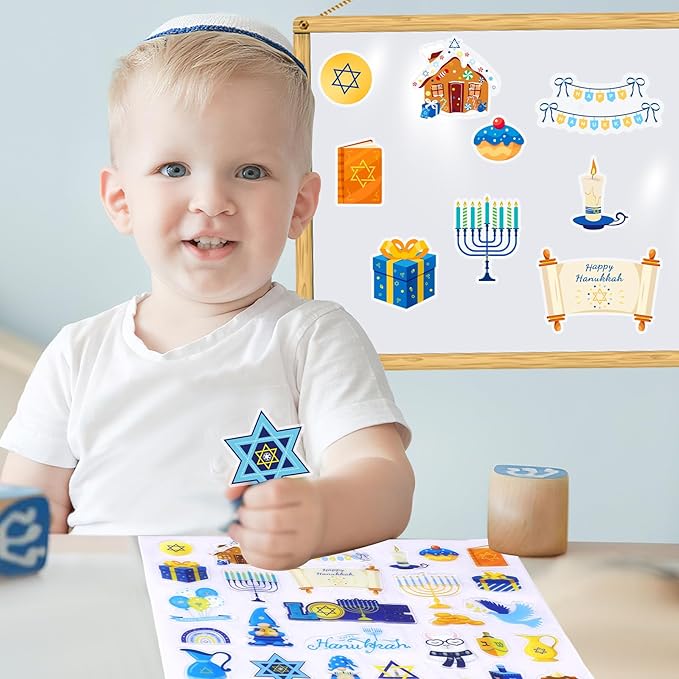 MARFOREVER 25 Pieces Hanukkah Window Gel Clings, Reusable Thick Chanukah Window Clings Decals for Chanukah Theme Party Favors Classroom School Office Wall Glass Decoration
