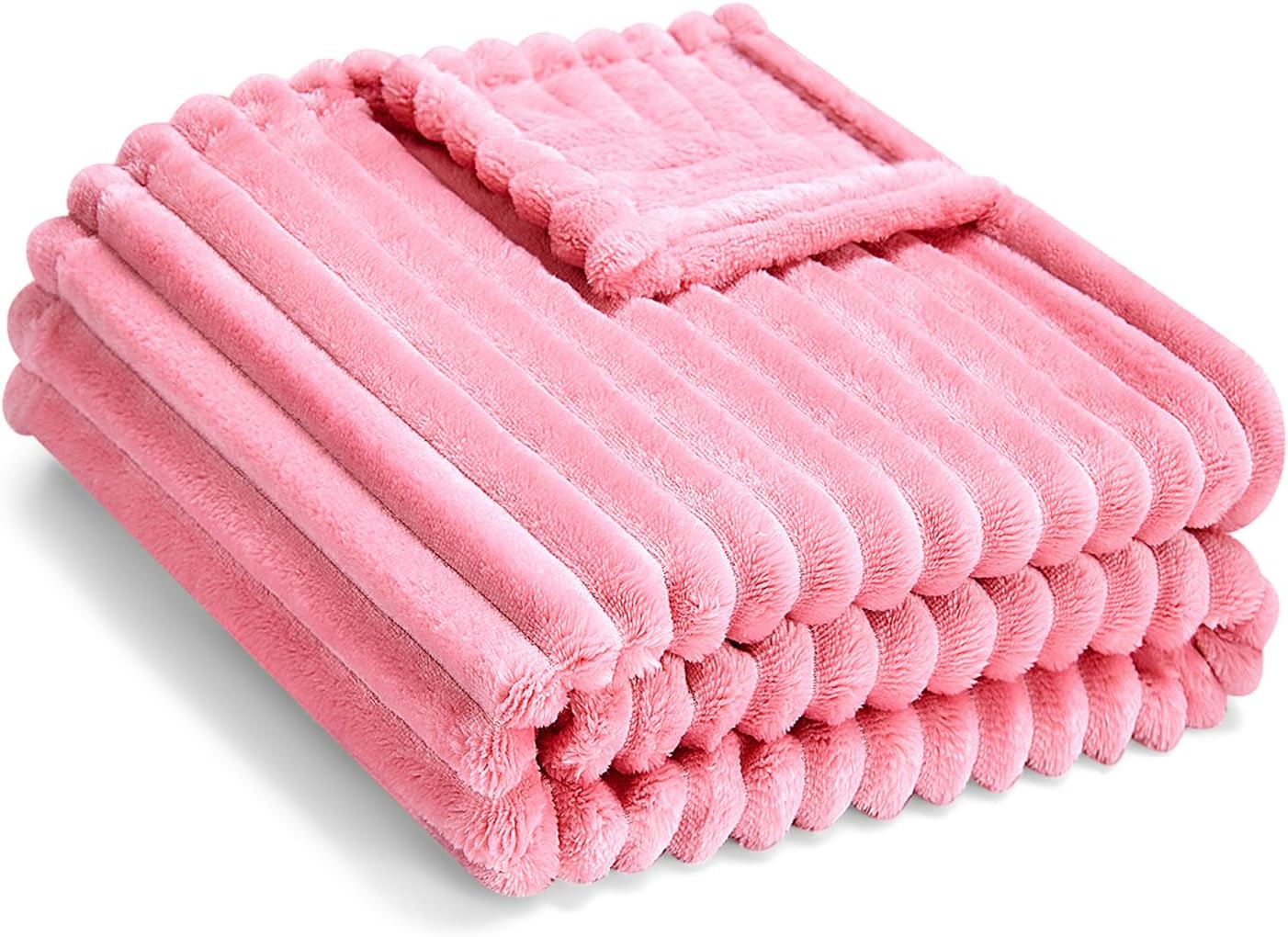 Soft Fleece Baby Blanket Ultra Cozy Pink Baby Blankets for Girls Warm and Lightweight Infant Toddler Newborn Receiving Gift with Reversible Stripes for Crib Stroller, 30x40 Inch, Dark Pink