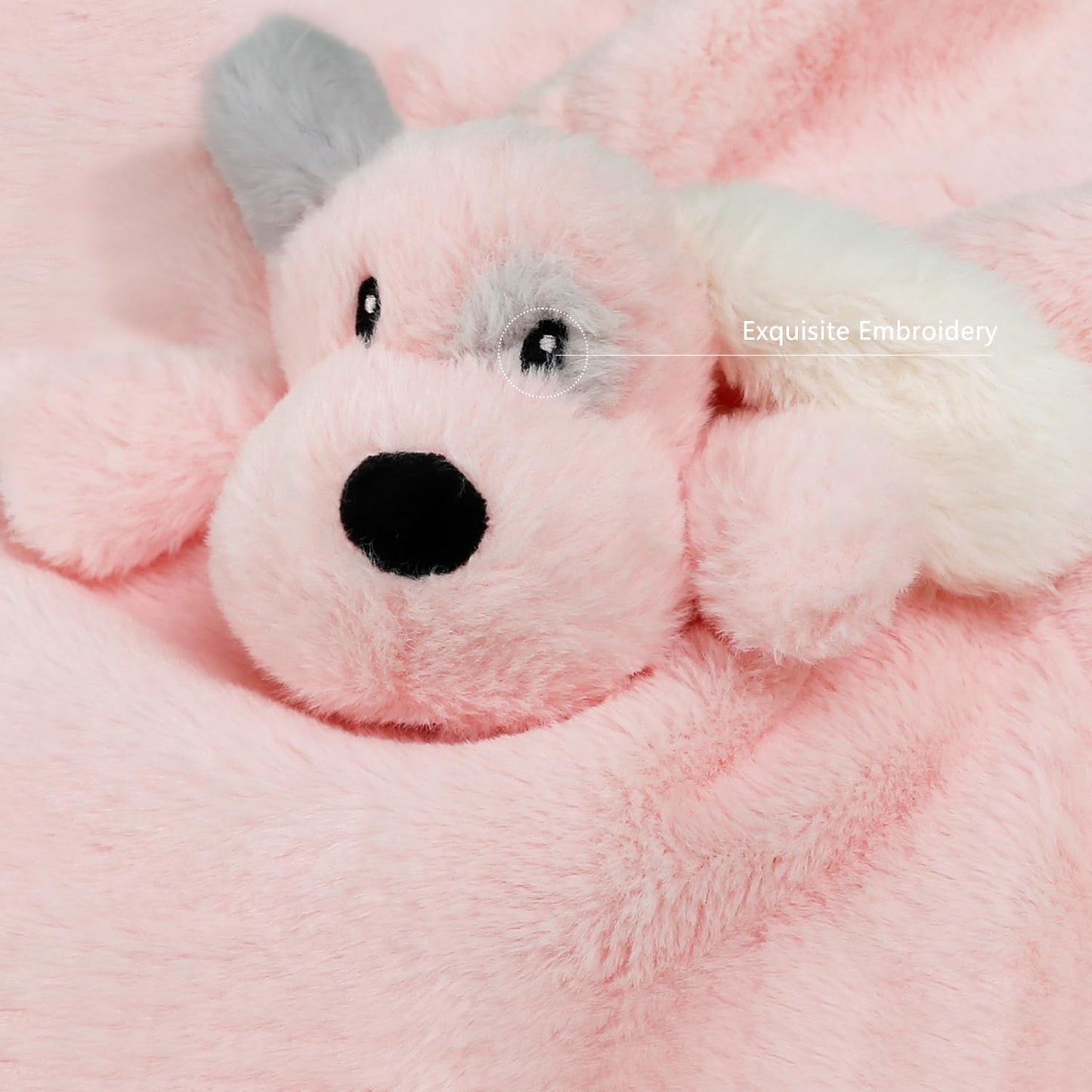 Puppy Baby Security Blanket for Toddler Infant Newborn Boys and Girls Soft Lovey Stuffed Animal with Plush Fabric and Satin Backing, Lovely Snuggle Toy, Pink 13.5 Inch