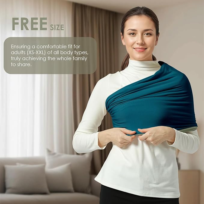 Baby Wrap Carrier, Lightweight Baby Wearing Wraps for Newborn and Infant, Soft Swaddle Holder Carrier, Cozy Baby Sling 7-35 lbs Blue+Green