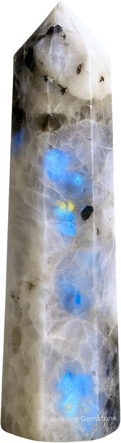 Amazing Gemstone Rainbow Moonstone Crystal Towers ~ Natural Healing Crystal Point Obelisk for Reiki Healing and Crystal Grid (2 to 3 INCH)