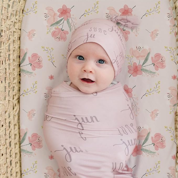 Stretch Fitted Bassinet Sheet Set BROLEX 2 Pack Cradle Sheets for Bassinet Pad/Mattress,Unisex Boys Girls,Ultra Soft,Pink Blossom