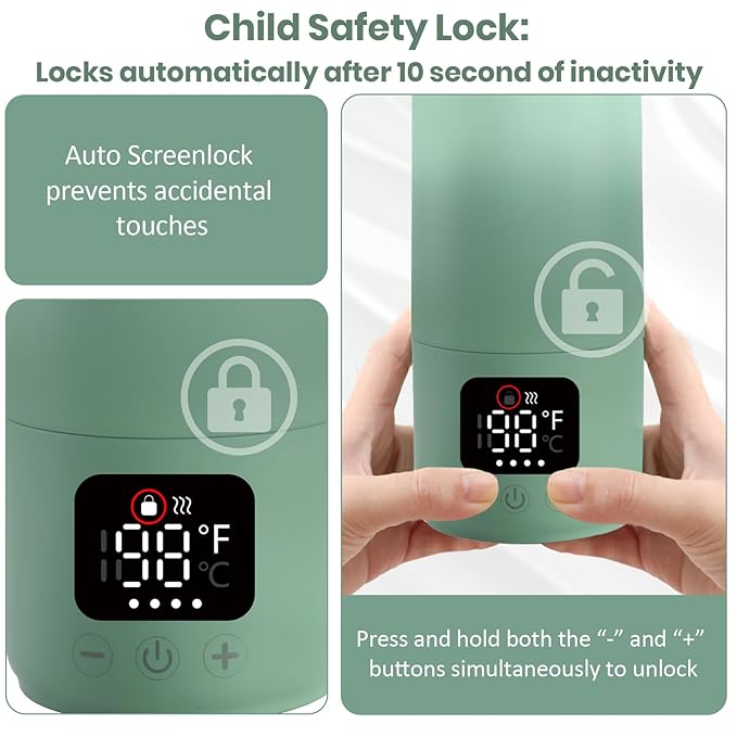 Portable Bottle Warmer for Travel,17oz Portable Milk Warmer for Baby Fast Heating,30W Fast Charge Precise Temperature Control Bottle Warmer On The Go Baby Milk Warmer for Breastmilk & Formula