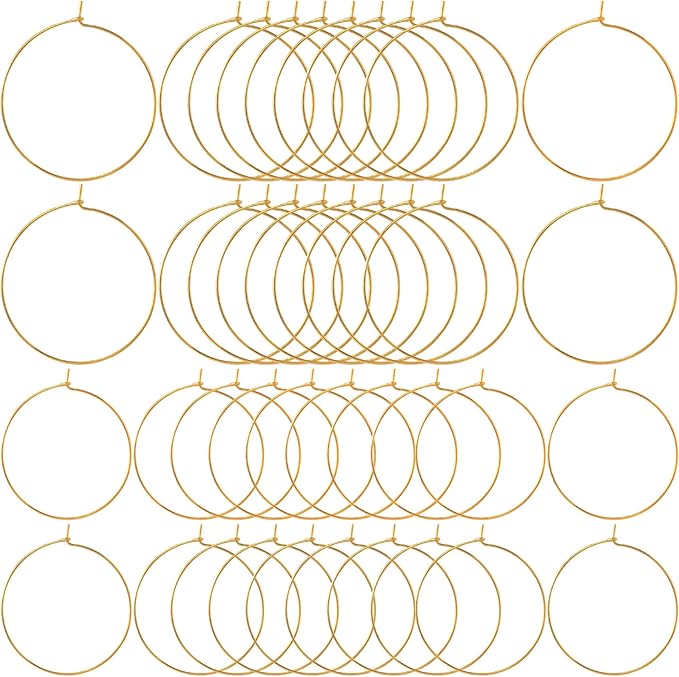 Pndeyo 280pcs Hypoallergenic Earring Beading Hoops, Metal Round Hoop Earrings Findings, Open Earring Wire Ring Accessories for Jewelry Making- Gold