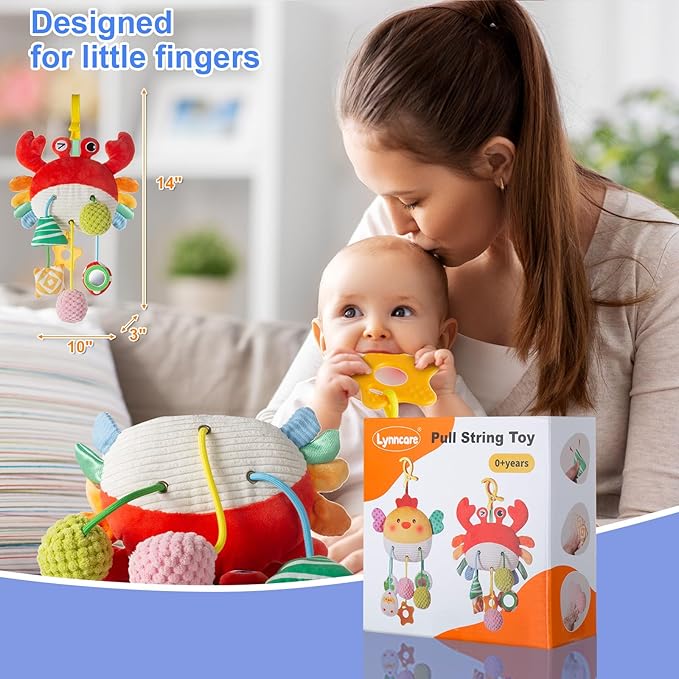 Car Seat Toy for Babies 0-6 Months, Stroller Toy with a Convenient clip, Carseat Toys Hanging Baby Accessories,Built-In Bell, Rattle,Squeaky,Mirror for infant,Babies Gift 0-3-6-12 months Boy Girl