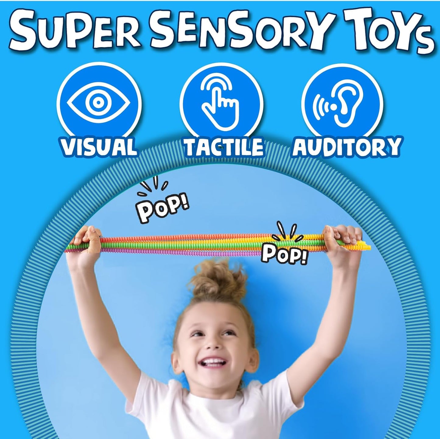 BUNMO Pop Tubes - Sensory Toys - Toddler Toys - Imaginative Play & Stimulating Creative Learning - Hours of Fun for Kids - Tons of Ways to Play - Connect, Stretch, Twist & Pop - 30 Pack Mini