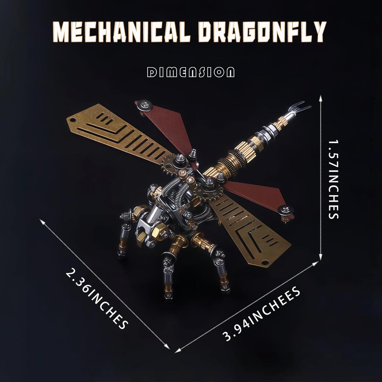 Adult 3D Metal Puzzle, Punk Insect Model Set, 3D Mechanical Insect Building Block Puzzle, Fun DIY Assembly, high-end Men's Gift. (Metal Dragonfly)