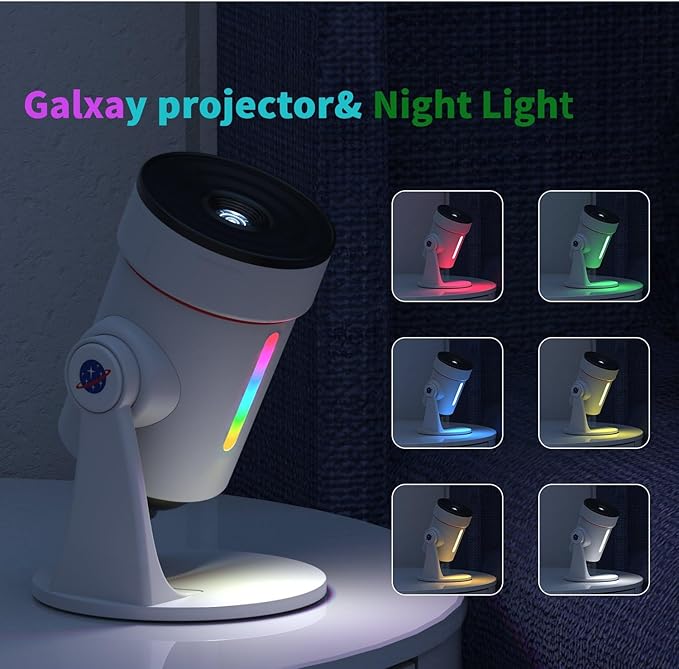 Star Projector,Galaxy Projector Upgraded Clear Lens, 10 Realistic Planetarium Projector Slides Night Lights LED 8 Color for Bedroom, 360° Rotation, 1/2h Timer Function Ultra-Wide Ceiling Projector