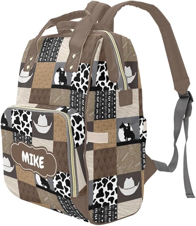 Cowboy Personalized Diaper Bag with Custom Name – Custom Baby Tote Backpack for Mom, Unique Gift for New Parents, Baby Shower Essentials