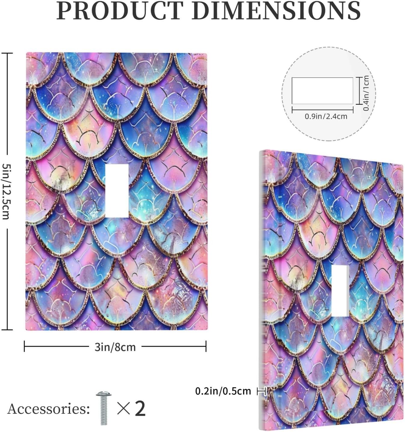 Decorative Switch Covers Plate Cute Pink Purple Mermaid Scales 1 Gang Wall Plate Unique Single Toggle Wall Cover Plate Jumbo Electrical Light Switch Plate Faceplate for Bedroom Home Decor
