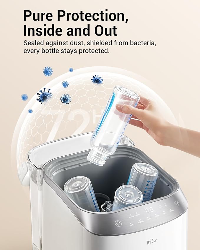 Bear Bottle Washer Pro, Baby Bottle Washer and Sterilizer and Dryer - All in One Machine for Bottles, Pump Parts & Baby Essentials with 90 Detergent Tablets - Effortless, Time-Saving