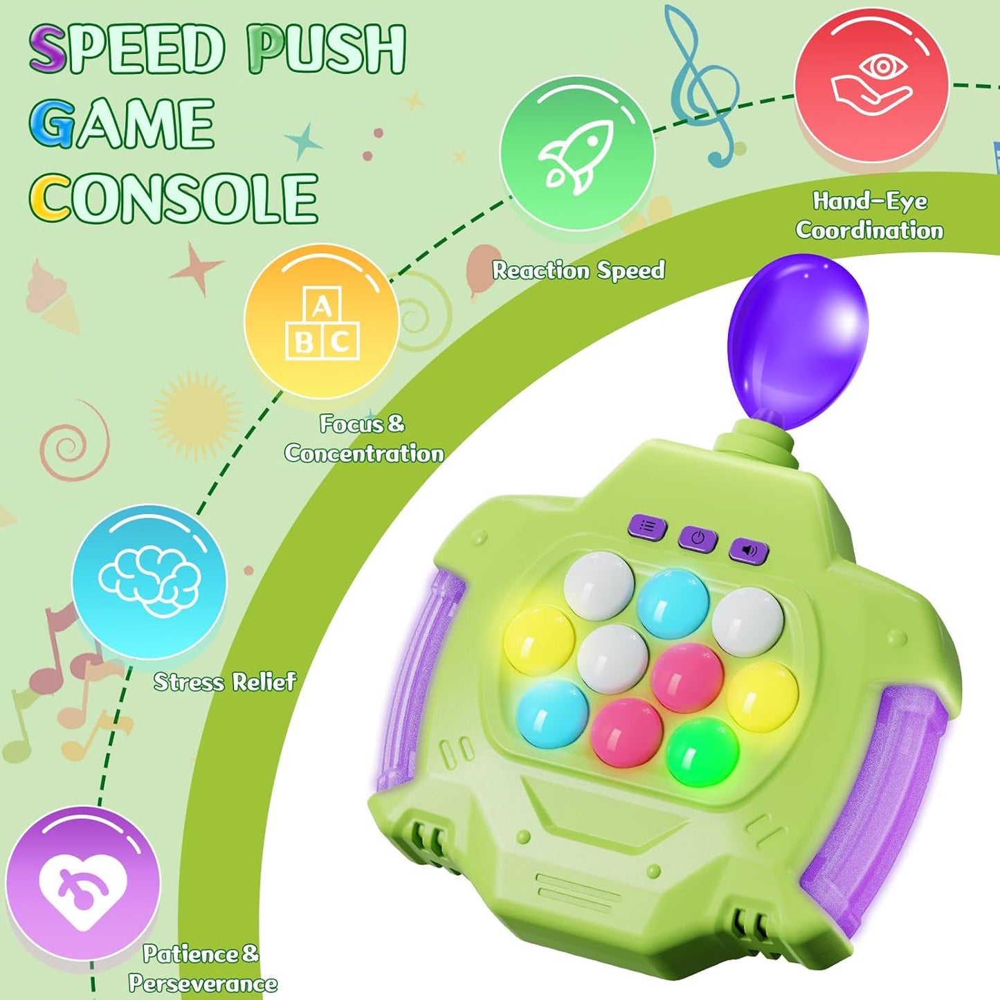 Fast Push Puzzle Game Console, Light up Handheld Pop it Fidget Toy for Kids 3-12, Funny Birthday Gifts for Girls and Boys