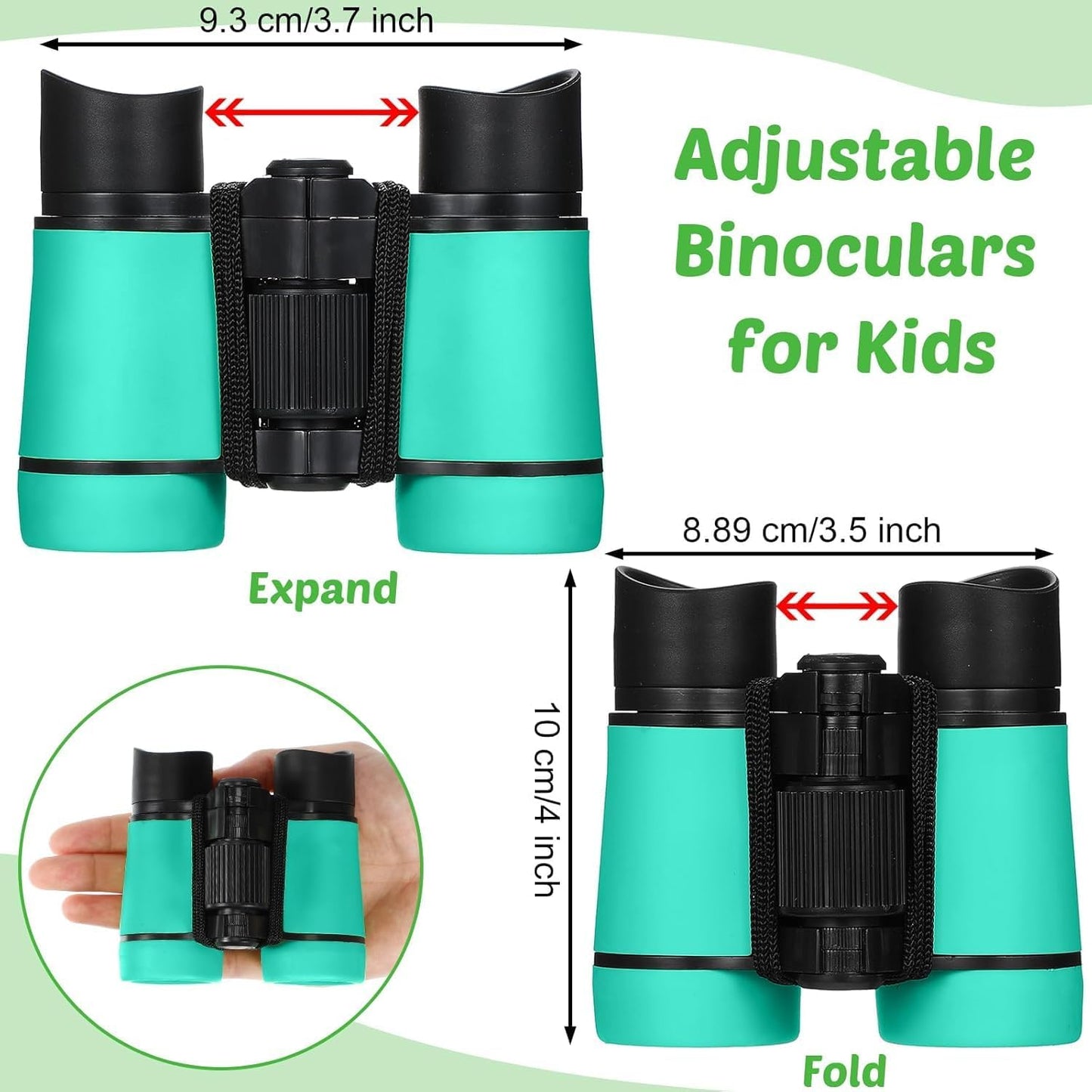 Hiboom 8 Set Kids Binoculars Bulk Shockproof Folding Children Mini Compact Binoculars Compass Magnifying Glass for 3-12 Years Boys Girls Kids Bird Watching Camping Outdoor Play