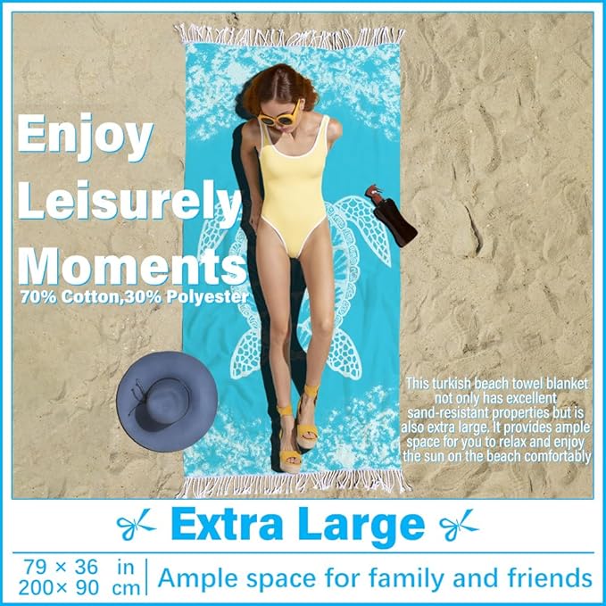 Oversized Turkish Beach Towel Blanket XXL Cotton Sandproof Towels Boho Woven Extra Large Big Sand Free Giant Throw Thick Blankets Huge Quilt XL Picnic Camping Necessities Cloud For Adult Gifts