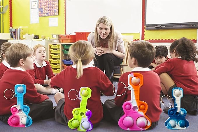 (Students Birthday Gifts and Party Favors) 30 Packs Guitar Bulk Mini Pop for Adult Kids,Cool Shape Sensory Small Bubble Fidget Classroom Supplies