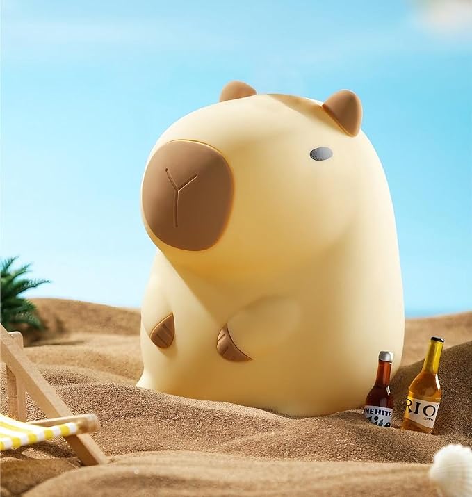 DREAMING MY DREAM Cute Capybara lamp,Squishy Capybara Night Light LED Rechargeable Novelty Animal Night Lamp,2 Levels Dimmable Nursery Nightlight for Kids,Touch Lamp for Bedroom