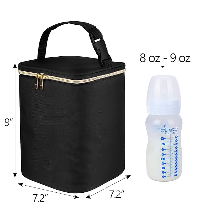 Teamoy Breastmilk Cooler Bag, Baby Bottles Bag for up to 4 Large 9 Ounce Bottles, Perfect for Working Mom Mother, (Bag ONLY), Black