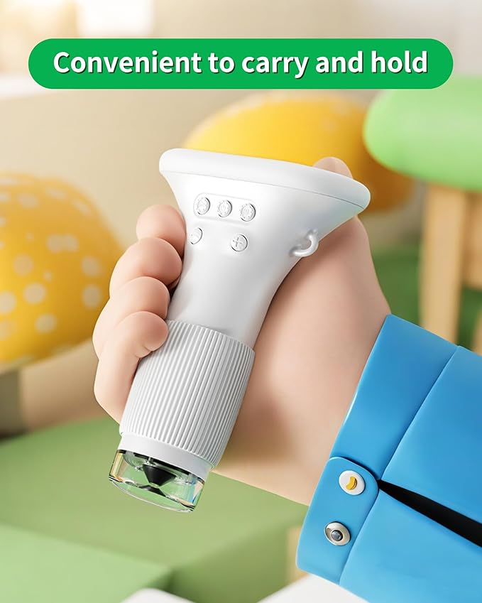 Microscope for Kids, Educational Science Kit Toys Portable Handheld Magnifying Glass, Macro Fixed Focus Digital Kid Microscopes Up to 1000x Magnification,4X Zoom, Interactive Learning, Ages 3+