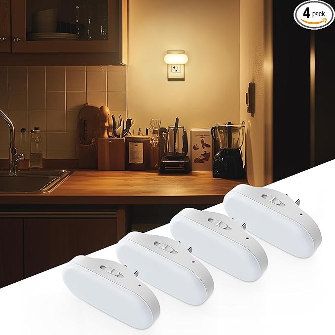 DORESshop Led Night Lights Plug into Wall Soft White, Compact Dimmable Night Light for Nursery 4Pack for Bedroom, Kids Room, Bathroom