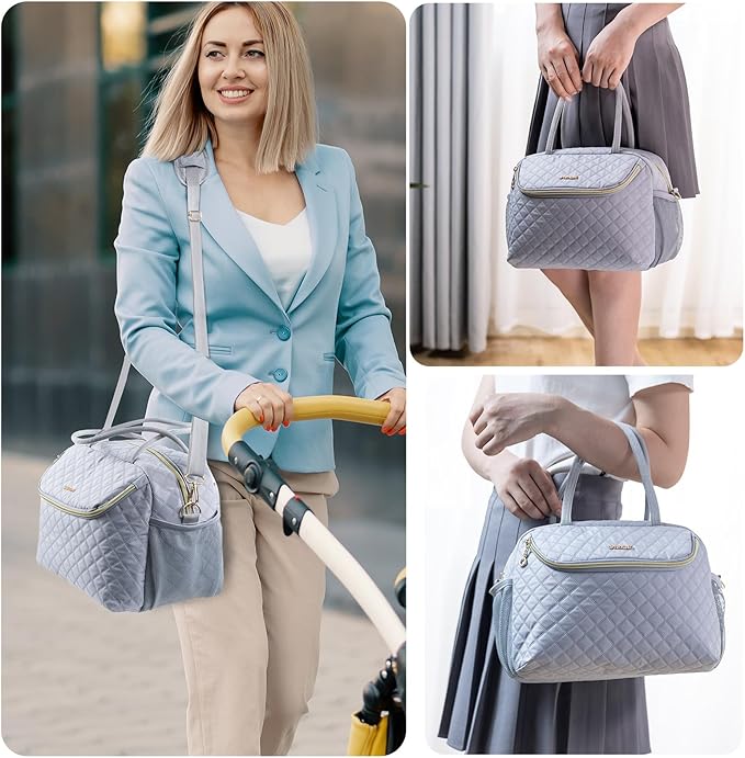 Breastmilk Cooler Travel Bag with 2 Wipes Dispensers & Ice Pack - 6 Bottle Cooler for 9 Oz - Breast Pump & Storage Bag for Daycare