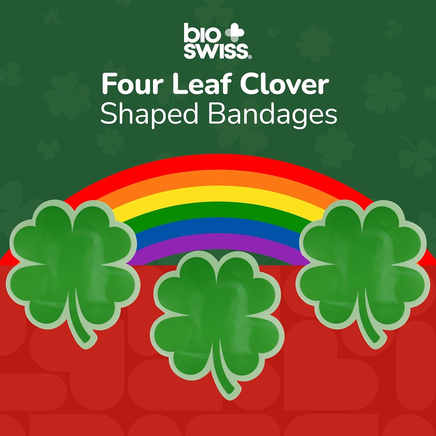 BioSwiss Bandages, 4 Leaf Clover Shaped Self Adhesive Bandage, Latex Free Wound Care, Fun First Aid Kit Supplies for Kids and Adults, 50 Count