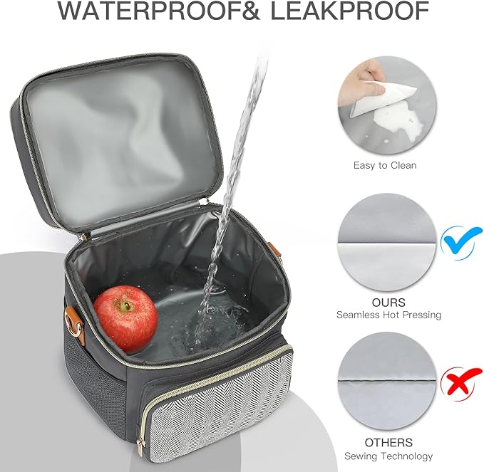 Double Layer Breastmilk Cooler Bag with Ice Pack Insulated Travel Bag for Baby Bottle Breast Milk Storage & Feeding Fits 6 Bottles Up to 9 Ounces Portable Leakproof Bottle Bag for Travel Daycare