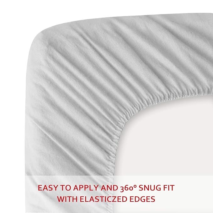 Pack and Play Sheets 2 Pack, 100% Cotton Flannel, Fitted Portable Mini Crib Sheet for Girls Boys, Ultra Soft Breathable Convertible Playard Mattress Cover Warm, Grey&Pink