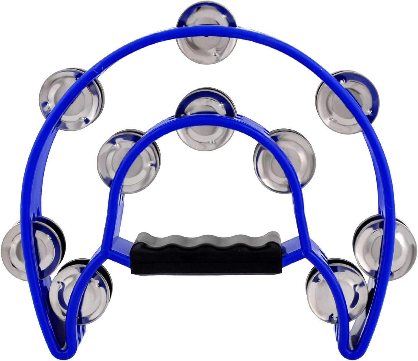 EastRock Double Row Tambourine,Metal Jingles Hand Held Percussion-Half Moon Tambourine for Adults, KTV, Party BLUE