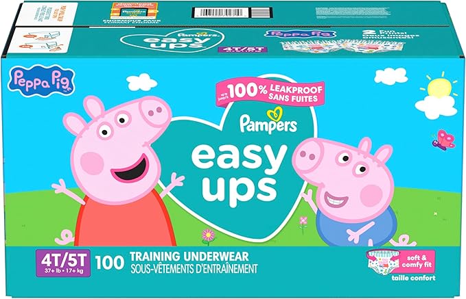 Pampers Training Pants - Easy Ups Girls & Boys - Size 4T-5T, 100 Count, Peppa Pig Potty Underwear (Packaging May Vary)