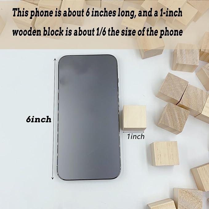 1 Inch Wood Blocks for Crafts, Unfinished Wood Cubes, Natural Blank Square Wooden Blocks, Wooden Cubes for Arts Crafts DIY Projects（1 * 1 * 1 inch，50Pcs）