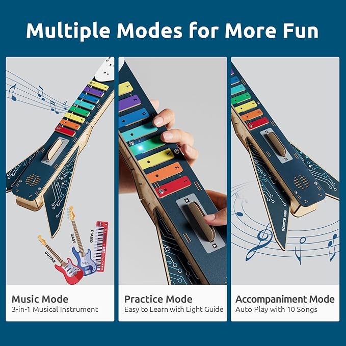 Science Can Science Kit for Kids Age 8-12, DIY Electronics Guitar Stem Kits, 3D Wooden Puzzles Building Own Musical Instruments, Great Gifts Stem Toys for Ages 8-13 Boys & Girls