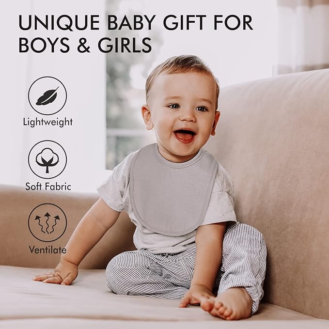 10 Pack Cotton Snap Bibs for Baby Boy Girl, Super Soft Drool Bibs for Teething and Feeding