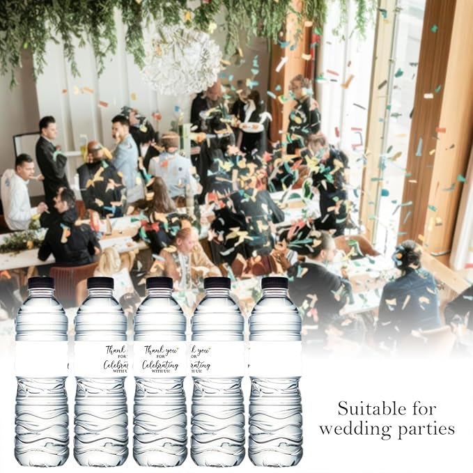 100PCS Wedding Water Bottle Labels Waterproof Greenery Floral Wraps Sticker for Water Bottle Baby Shower Bottle Label for Bridal Shower Party Thanks（White）