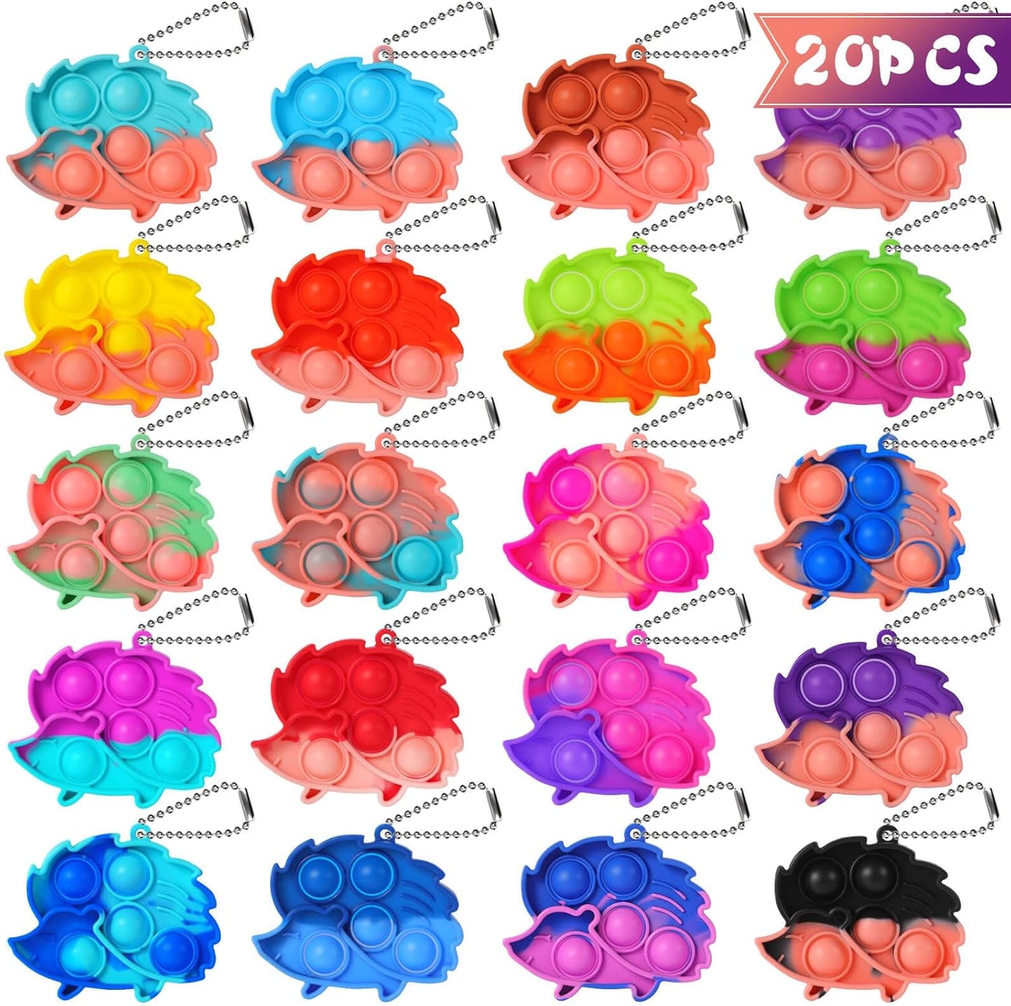Pop Fidget Toys Its Party Favors for Kids 4-8 8-12, 20PCS Hedgehog Toy Mini Pop Keychain It Fidget Toy Bulk Fidgets for Classroom Prizes for Kids Birthday Goodie Bag Stuffers Autism Sensory Toys Packs