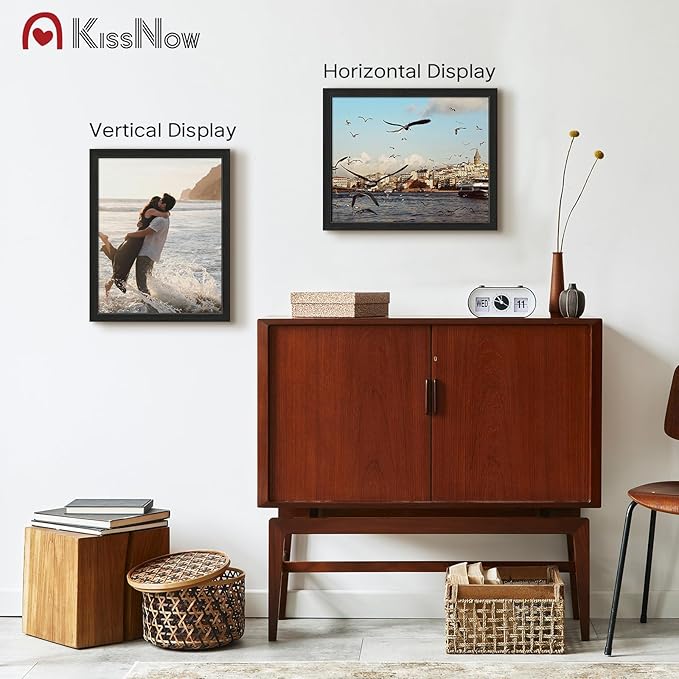 16x20 Picture Frame 2 Pack, Textured Black Solid Wood, Wall Gallery Poster Frame