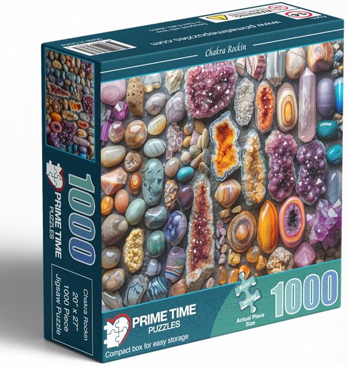 1000 Piece Rock Jigsaw Puzzle for Adults - Colorful Crystals and Healing Stones - Challenging Puzzle Perfect for Game Nights - Unique and Difficult - 20x27 inches (Chakra Rockin)