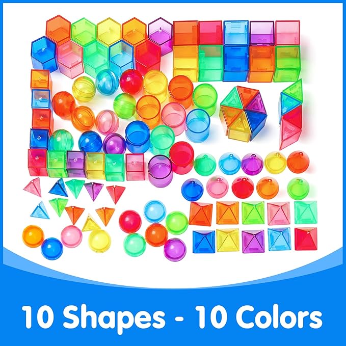 100 Pcs 3D Shapes for Teaching - Geometric Solids and Geometry Manipulatives for Classroom - Enhance Learning Experience