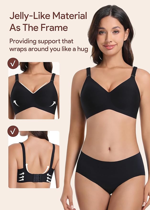 Maternity Nursing Bras Wireless Seamless Ultra-Soft Comfort for Breastfeeding Pregnancy Easy One-Handed Access Sleep Bra