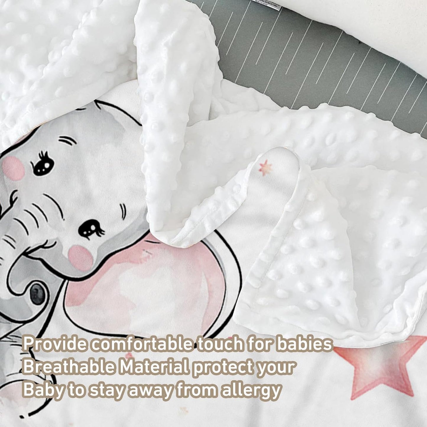 Custom Name Crib Bedding Set - Starry Sky Elephant Design, Personalized Baby Nursery Bedding 3-Piece Set– Soft Blanket, Fitted Sheet, Changing Pad Cover – for Newborns Girls Nursery Gifts